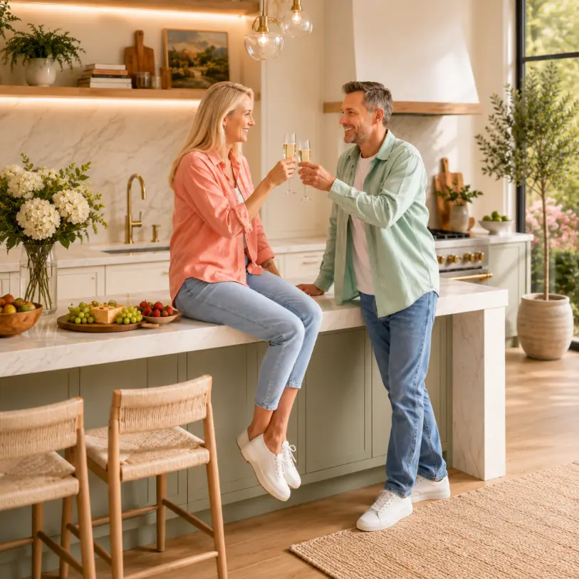 Couple with financial security due to insurance services lr